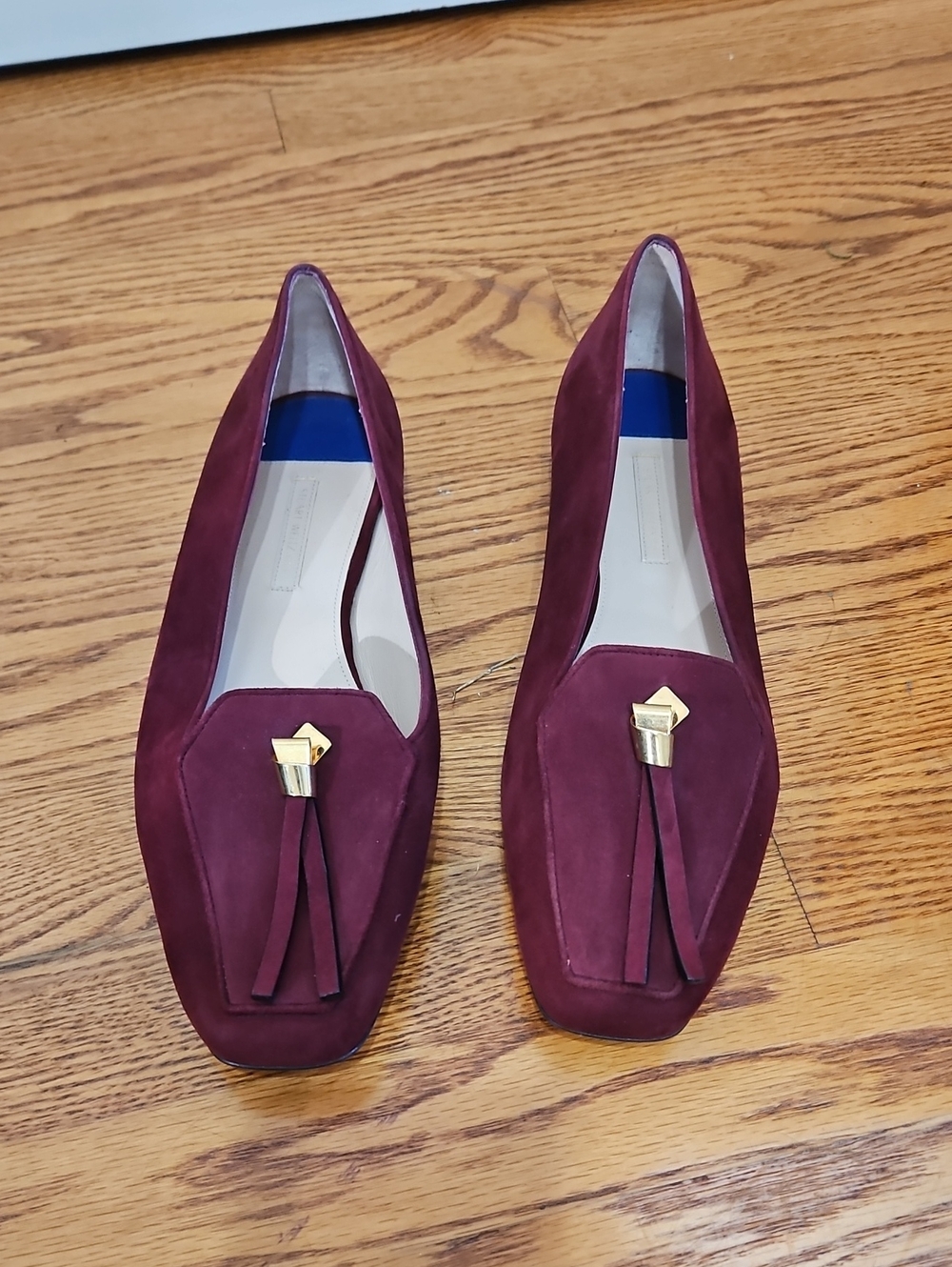 Stuart Weitzman Burgundy Suede Tassel Loafers